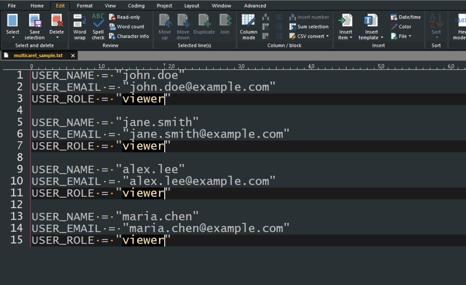 Multi-caret editing, multi-select & more