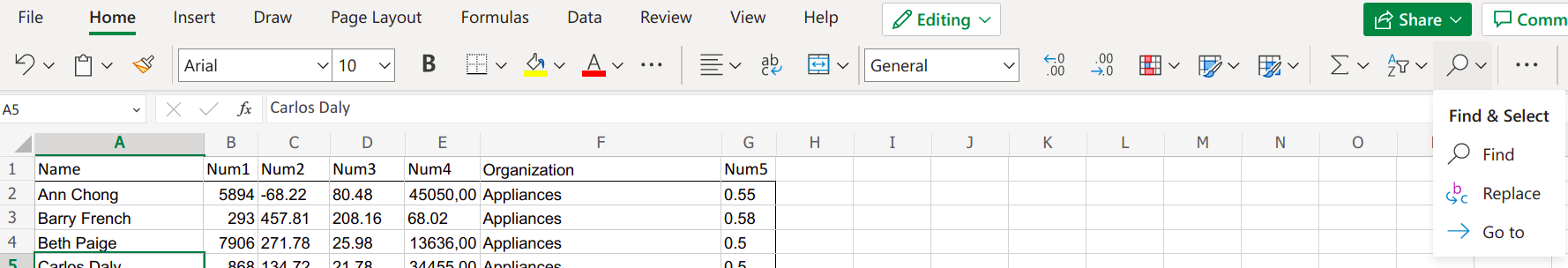 find and replace in csv file